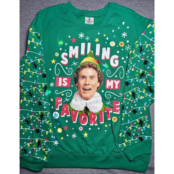 Light Up Christmas Sweatshirt Buddy the Elf Smiling Is My Favorite Size Jnr. XL - Picture 1 of 11